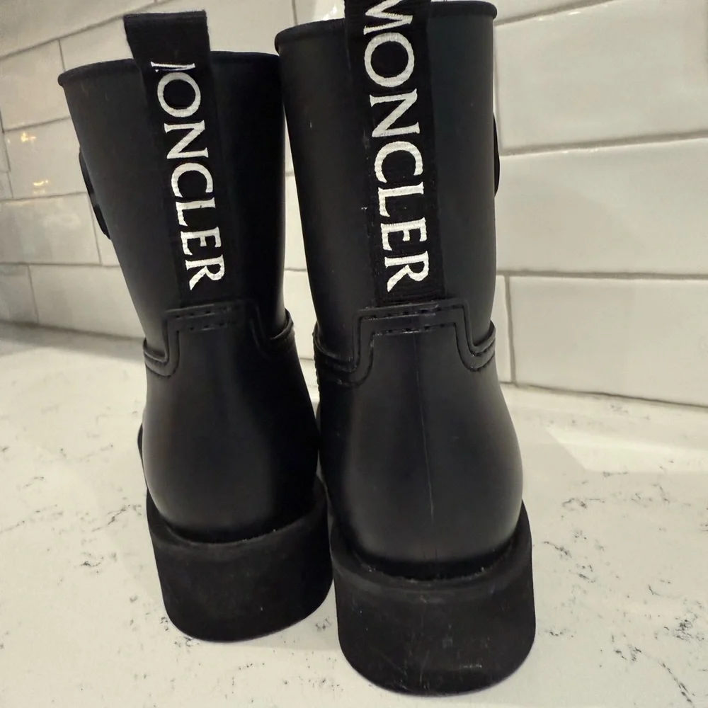 Moncler Ginette Black Rain Boots, SIZE 36 - Picture 4 of 8